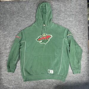 Faded Minnesota Wild Hockey Majestic Green Hoodie Sweatshirt Men's XXL NHL